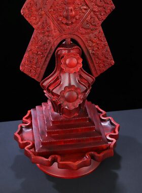 血檀木朵玛食子藏式玄关供奉摆件禅意客厅室内吉祥供物朵玛食子