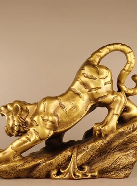 纯铜虎生肖虎啸山河下山虎摆件虎年吉祥办公室客厅家居大号摆件