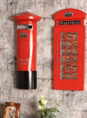 创意装饰水晶球复古电话亭黑板咖啡厅风摆件结婚送女孩家居灯节店