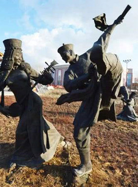 石膏定制蒙古少数民族跳舞雕像定做摔跤草原唱歌玻璃钢铜雕塑摆件