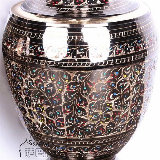 Pakistani copper hand-carved colorful dot mir vase retro metal copper vase Chinese style home decoration