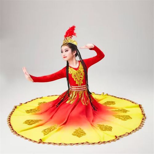 新疆舞蹈演出服儿童女童古丽舞维族维吾族尔族少数民族服装舞蹈服 - 图0