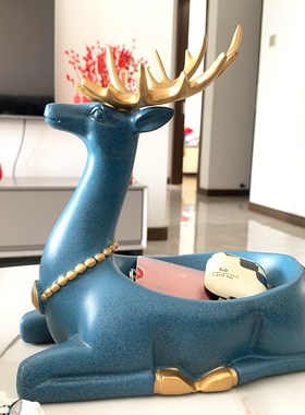 麋鹿玄关进门鞋柜装饰品摆件乔迁礼物客厅电视柜钥匙收纳招财壁画