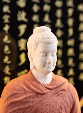 陶瓷释迦牟尼佛佛像家用释迦摩尼佛摆件瓷如来佛祖禅意家居装饰灯