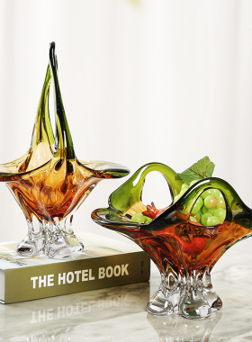 热带雨林琉璃果盘艺术摆件客厅餐桌样板房茶几收纳果篓乾果盘装饰