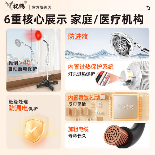祝鹤医用远红外线双头神灯理疗仪tdp烤灯电磁波治疗器多功能家用 - 图1