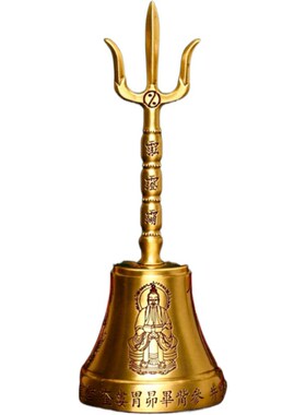 道用品铜三清铃摇铃纯铜三清道祖法铃法器道铃器三叉铜铃道士法会