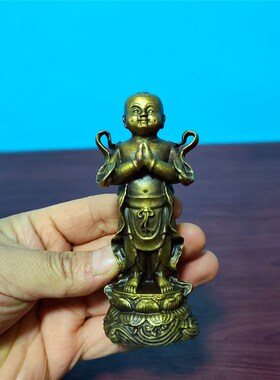 黄铜观世音菩萨观音观自在铜像车载空心小号童男童女善财童子龙女