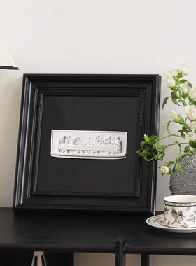 轻奢风玄关客厅摆件黑色法式相框摆台高级感艺术大卫雕塑桌面装饰