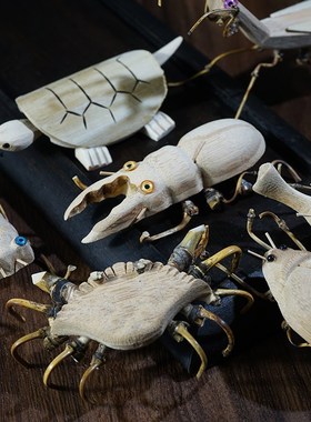 竹子制作昆虫小摆件手工创意趣味国风文艺茶桌茶室装饰品儿童礼物