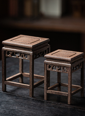 鸡翅木博古架装饰二层三层高低展示架实木架子工艺品佛像摆件底座