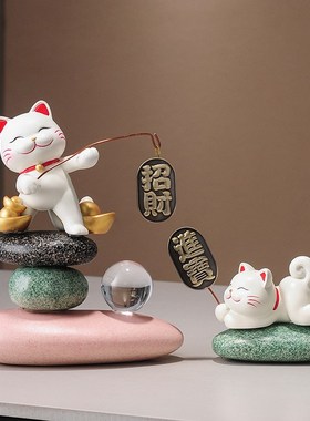 时来运转招财猫摆件玄关客厅办公室装饰品店铺前台收银台乔迁礼物