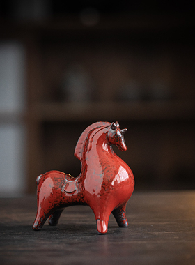 陶瓷小号唐马国风摆件创意家居客厅办公桌面招财马到成功装饰摆设