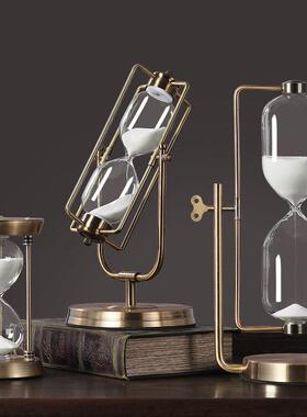 轻奢创意金属地球仪沙漏摆件欧式办公室书柜书房酒柜家居软装饰品