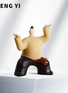 新创中式意抽象人物太1451极师艺术轻奢摆件客宗关厅玄酒柜装饰品