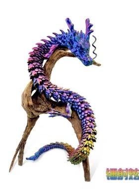 3d打印关节龙中国龙模型玩具摆件炫彩系列卡通全身可动龙造景装饰