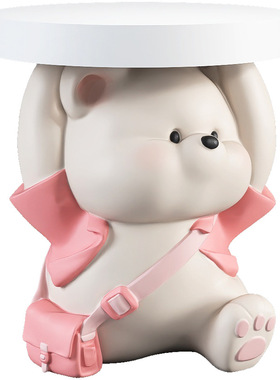 奔跑熊钥匙收纳摆件创意托盘小茶几客厅创意落地家居床头置物装饰