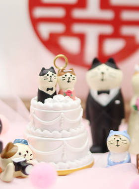日式婚礼猫咪狗狗桌面小摆件情侣礼物订婚仪式感小物品布置装饰