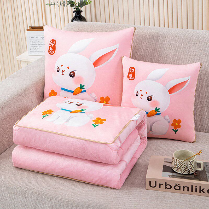 12生肖抱枕被子两用冬季加厚水晶绒汽车载毯子午睡枕头靠枕二合一 - 图0