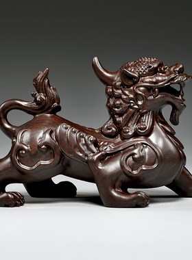 黑檀木雕貔貅摆件实木一对家居客厅电视柜装饰送礼工艺品创意礼品