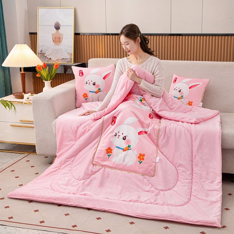 12生肖抱枕被子两用冬季加厚水晶绒汽车载毯子午睡枕头靠枕二合一 - 图1