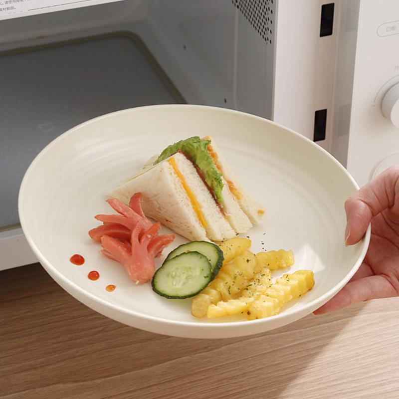奶油ins风8英寸塑料盘子圆形菜盘家用微波炉食品级耐高温餐盘碟子 - 图0