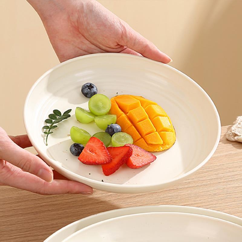 奶油ins风8英寸塑料盘子圆形菜盘家用微波炉食品级耐高温餐盘碟子 - 图1