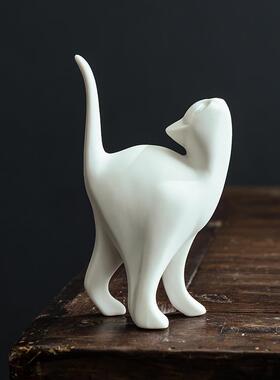 创意简约现代家居摆件陶瓷可爱小猫咪萌宠桌面盆景客厅软装装饰品