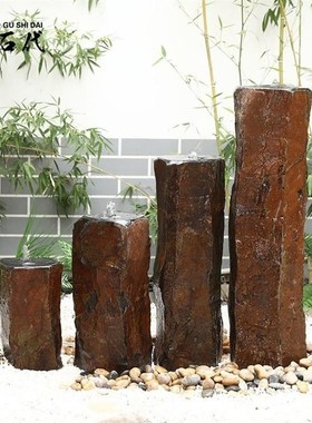 石材六方石流水喷泉组合摆件庭院水景水系花园阳台户外涌泉招财