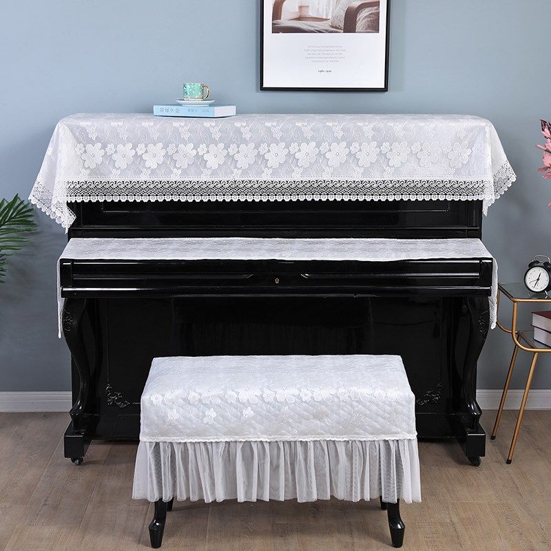 白色蕾丝钢琴三件套琴罩盖布公主女孩双层立式钢琴防尘罩恺撒堡琴,淘宝优惠券,粉丝福利购,淘宝优惠卷