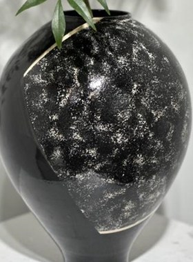 新中式创意手工陶瓷花器花瓶摆件中古侘寂风小众装饰品民宿工艺品