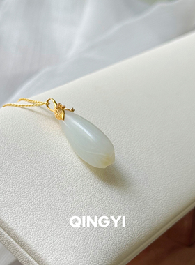 天然新疆和田玉羊脂白玉玉兰花吊坠18k金女款玉石挂件送朋友闺蜜