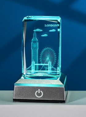 水晶伦敦城3D内雕定制摆件生日礼品创意男送女朋友旅游纪念品摆件