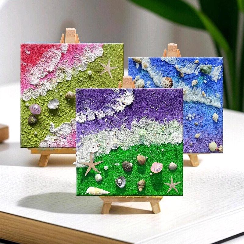 沙滩海浪贝壳diy肌理画材料包儿童亲子团建活动立体石英砂装饰画,淘宝优惠券,粉丝福利购,淘宝优惠卷