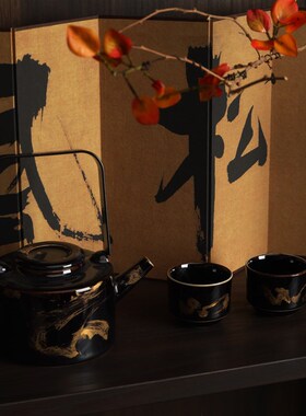 中式国画松林图装饰品小屏风茶室会所文玩桌面摆件