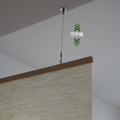 雨燕隔断帘小户型隔断侘寂风黄麻玄关装饰帘悬挂客厅屏风帘半遮光 - 图1