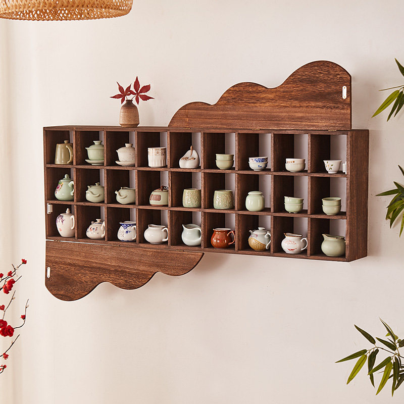 实木壁挂博古架多宝阁墙上置物架茶具杯子展示架茶壶收纳架古董架,淘宝优惠券,粉丝福利购,淘宝优惠卷