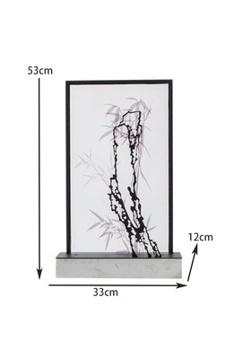 新中式玄关亚克力水墨文竹屏风禅意摆件样板房软装酒店别墅装饰品