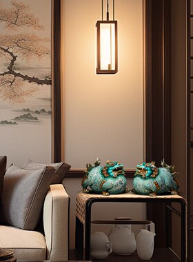 大漆铜貔貅摆件一对招财客厅玄关办公室貔恘装饰公司开业乔迁礼物