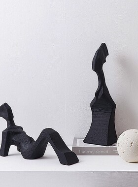 现代侘寂风抽象人物人像雕t塑陶瓷装饰品样板间书柜桌面艺术感摆