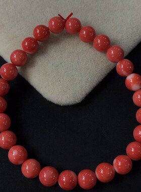 七宝珊瑚:文玩饰品,文玩 圆珠手串,尺寸6.3~6.9mm,重10.45克