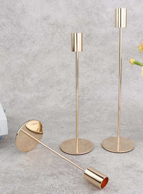 欧式摆件小烛台餐桌西餐浪漫烛光晚餐三件套摆件婚庆道具装饰烛