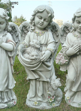 欧式玻璃钢人物雕塑艺术品客厅户外落地摆设可定制作女孩与动物