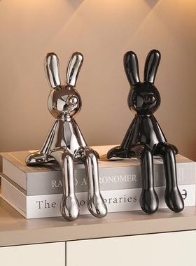 创意长耳兔子坐姿摆件轻奢高档软装高级家居客厅电视柜酒柜装饰品