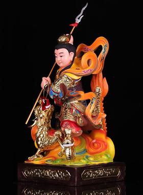 三太子神像哪吒骑龙太子哪吒佛像树脂中堂元帅站龙太子供奉摆件