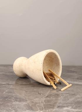 极简侘寂风天然黄洞石香薰蜡烛杯焚香炉香薰晶石扩香容器家居饰品