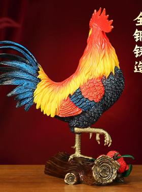 吉善缘《大吉大利》铜鸡摆件 黄铜公鸡二生肖招财金鸡装饰品A0030