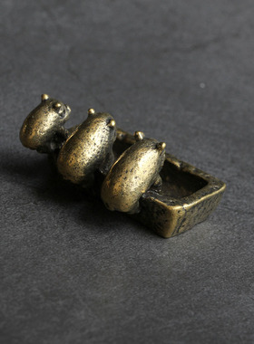 实心纯黄铜办公桌面小摆件香插小猪槽茶宠饰品工艺品礼品手把玩件