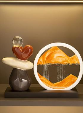 时来运转流沙画摆件办公室家居客厅玄关电视柜酒柜轻奢高档装饰品