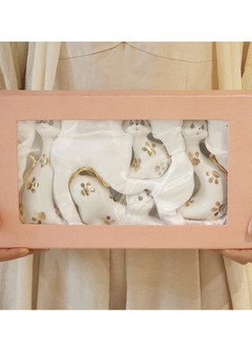 简约创意陶瓷可爱卡通小猫手工描金时尚婚庆礼品客厅桌面家居摆件